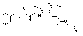 Struktur image of 2-[2-[[(Phenylmethoxy)carbonyl]amino]-4-thiazolyl]-2-pentenedioic acid 5-(3-methyl-2-butenyl) ester