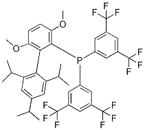 Struktur image of 2-{bis[3,5-bis-(Trifluoromethyl)phenyl]phosphino}-3,6-dimethoxy-2',4',6'-triisopropyl-1,1'-biphenyl
