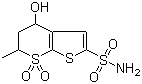 Struktur image of 4H-Thieno[2,3-b]thiopyran-2-sulfonamide,5,6-dihydro-4-hydroxy-6-methyl-7,7-dioxide
