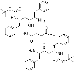 Struktur image of (2S,3S,5S)-5-tert-Butyloxycarbonylamino-2-amino-3-hydroxy-1,6-diphenylhexane 1/2 succinate