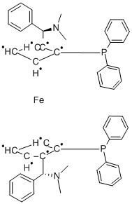 Struktur image of (S,S)-(-)-2,2'-bis[(R)-(N.N-dimethylamino)(phenyl)methyl]-1,1'-bis-(diphenylphosphino)ferrocene