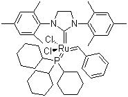 Struktur image of Benzylidene1,3-bis(2,4,6-trimethylphenyl)-2-imidazolidinylidene dichloro (tricyclohexyl-phosphine) ruthenium