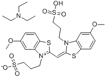 Struktur image of 3,3'-bis-(3-Sulfopropyl)-5,5'-dimethoxythiacyanine betaine triethylammonium salt