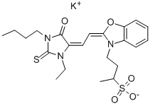 Struktur image of 3-Butyl-1-ethyl-5-[3-(4-sulfobutyl)-2-benzoxazolylidene]ethylidene-2-thiohydantoine potassium salt