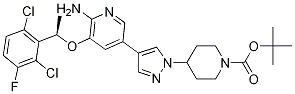 Struktur image of (R)-tert-Butyl 4-(4-(6-amino-5-(1-(2,6-dichloro-3-fluorophenyl)ethoxy)pyridin-3-yl)-1H-pyrazol-1-yl)piperidine-1-carboxylate