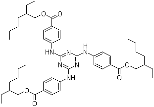 Struktur image of Tris(2-ethylhexyl) 4,4',4''-((1,3,5-triazine-2,4,6-triyl)tris(azanediyl))tribenzoate