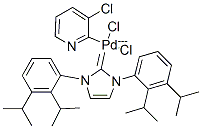 Struktur image of Dichloro-[1,3-bis(diisopropylphenyl)imidazolylidene]-(3-chloropyridyl)palladium(II)