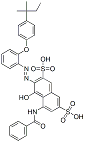 Struktur image of 5-(Benzoylamino)-4-hydroxy-3-[[2-[4-(tert-pentyl)phenoxy]phenyl]azo]naphthalene-2,7-disulfonic acid