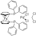 Struktur image of 1,1'-bis-(Diphenylphosphino)ferrocene-palladium(II)dichloride dichloromethane complex