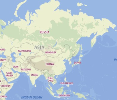 Map about Chemical suppliers in Asia