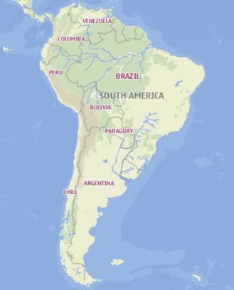 Map about Chemical suppliers in South America